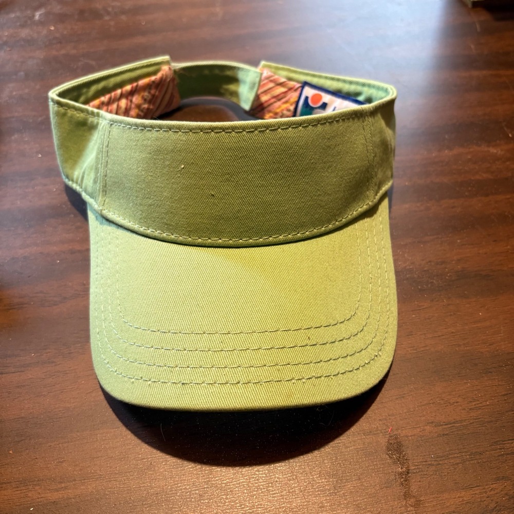 Light Green Womens Visor Hat Adjustable Strap Colorful Lined Sun Protection